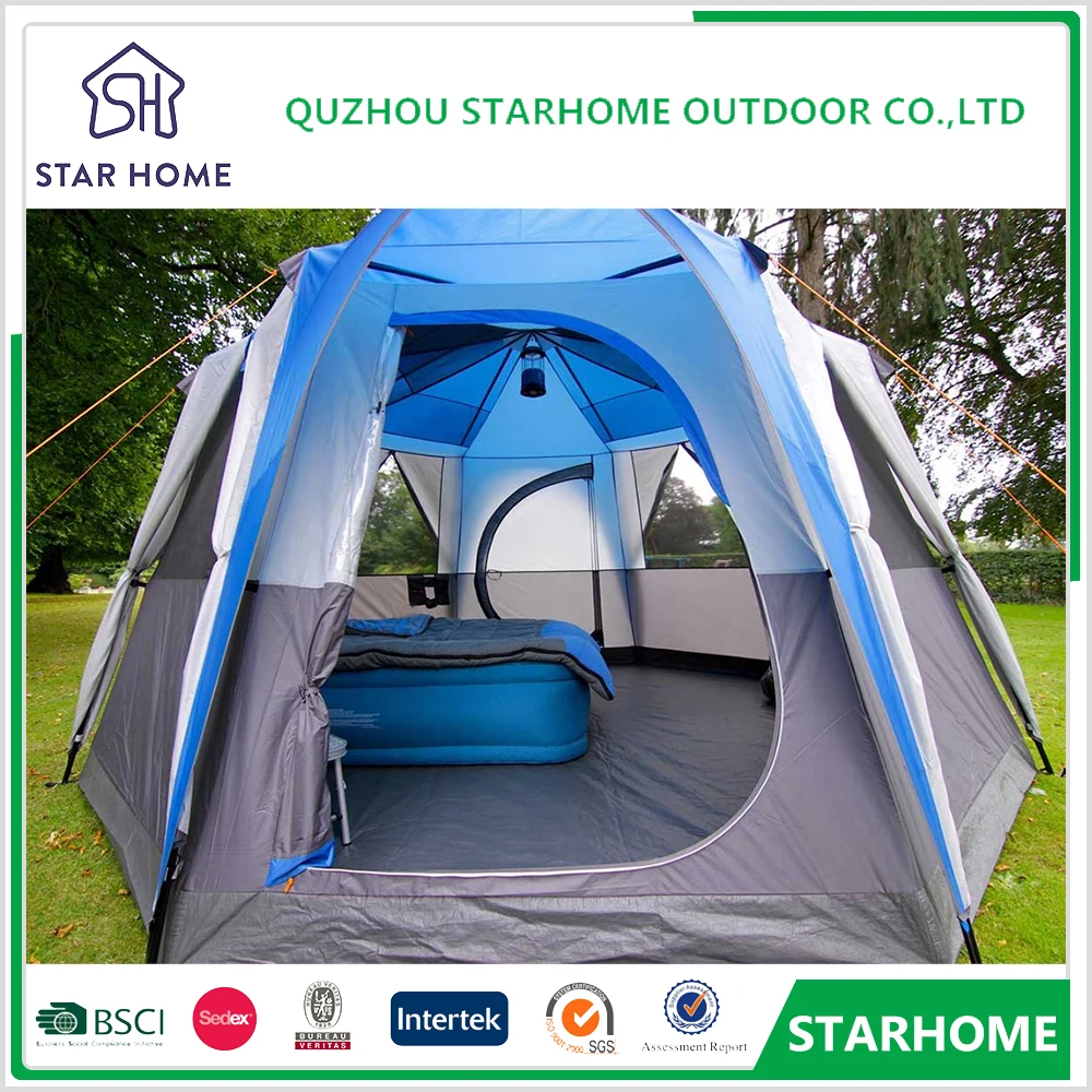 quzhou import 5+ person high quality blue big dome waterproof  family  camping tent