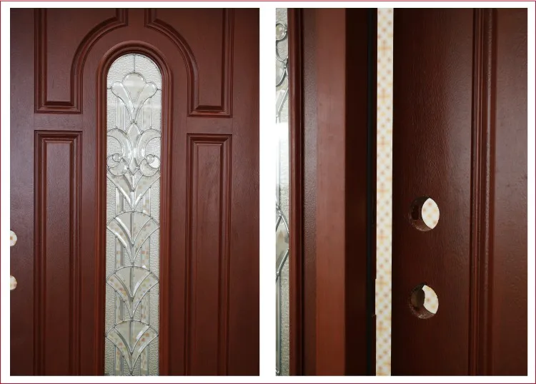 FRP GRP SMC Wooden Double Security Door Design, Front Solid Wood Exterior Door