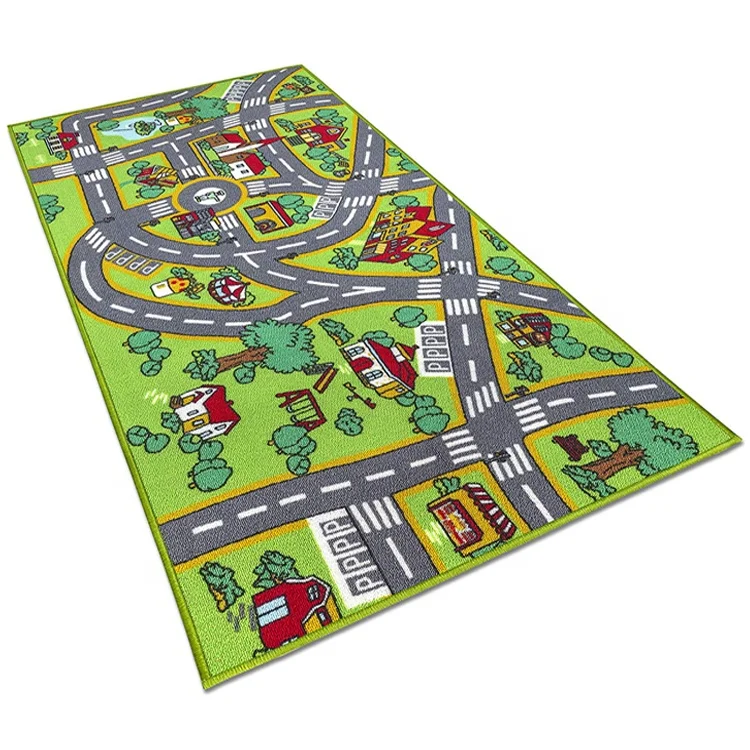 Children Kids Play City Town Village Toy Car Road Rug Free Customized 100% Polyester Chromojet Printing 100% Nylon or Polyester