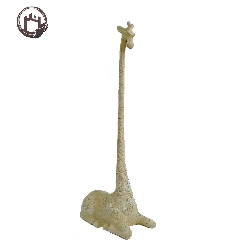Antique finish bronze metal cast iron giraffe animal shaped toilet tissue paper roll holder rack