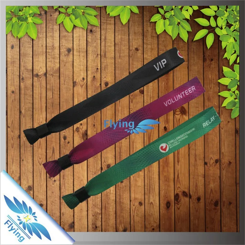 high quality textile fabric custom cloth bracelet with disposable colorful slider(free sample)