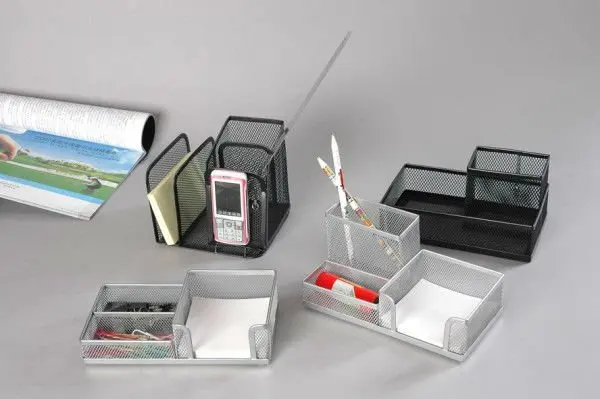 Metal mesh office stationery desk organizer with Pen Holder