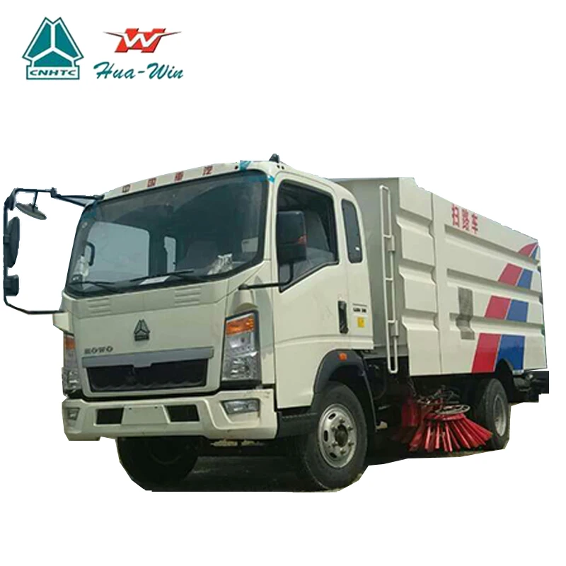 HOWO 4x2 3000Liters-8000Liters light street vacuum and broom dust cleaner road sweeper truck
