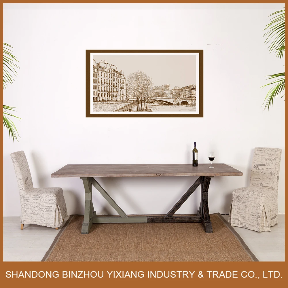 Antique reclaimed recycled wooden office work meeting study center dinner dining table