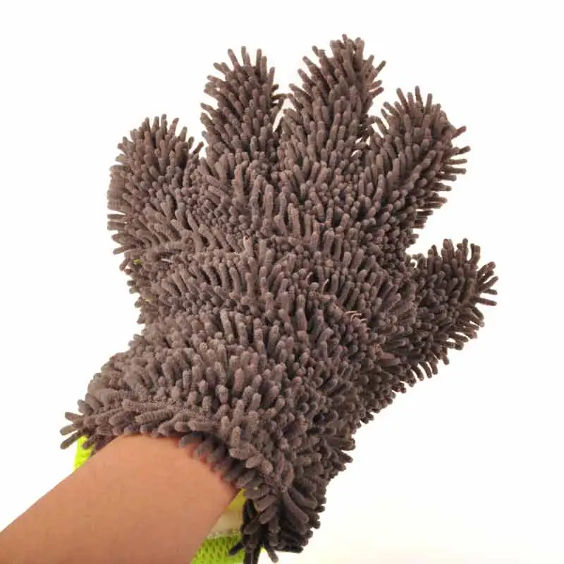 New Customized Five Finger 100% Polyester Chenille Car Wash Glove Wash Mitt