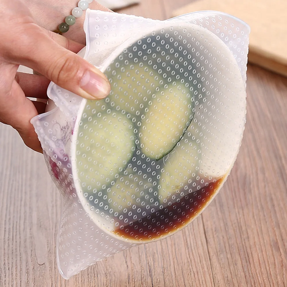 Eco-Friendly Flexible Super Clear Seal Cover Cling Film Keeping Stretch Food Wrap Silicone Reusable Food Wrap