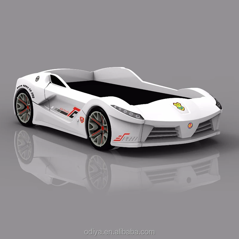 Экологичная детская двухъярусная кровать с гоночной машиной