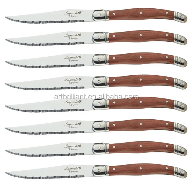 Laugiole steak knife set with PVD gold non-stick table knife set