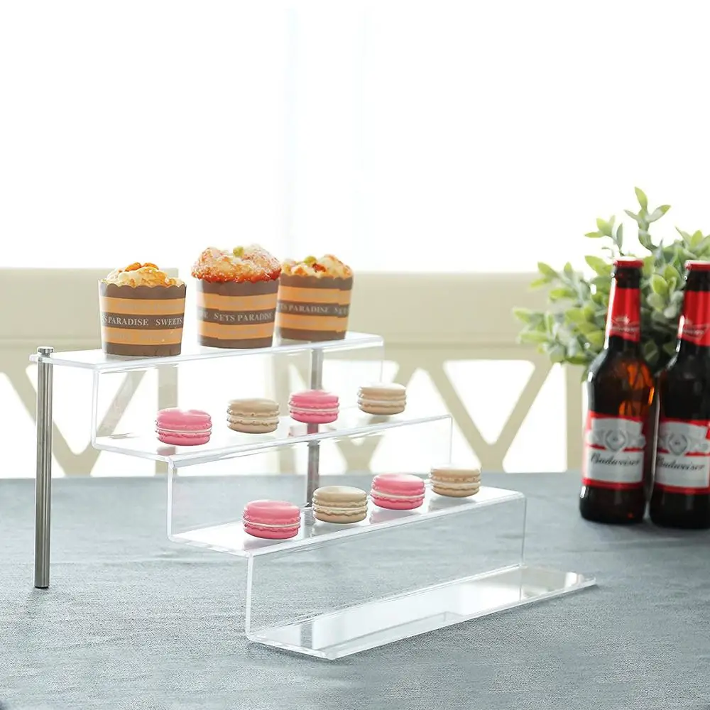 Clear Acrylic Shelf & Metal Cupcake Stand  4-Tier Display Riser Rack