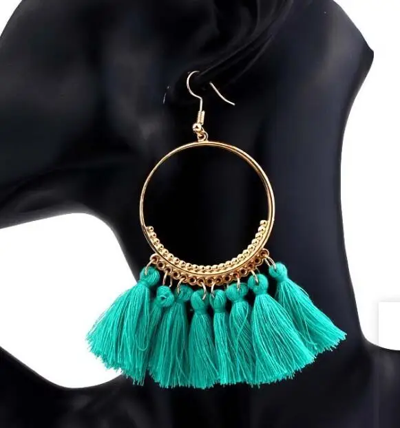 
Bohemia Tassel Earrings Fashion Big Circle Ear Rings Jewelry Accessories 