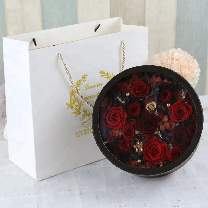 Gift Set Womens Round Preserved Flower Box Gift Item Catalog Preserved Flower Box Gift Item For Engagement Party