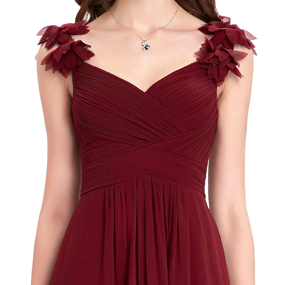 Starzz Wine Red Long Chiffon Prom Dresses Cheap Floor Length Wedding Bridesmaid Gown Formal Burgundy Dress