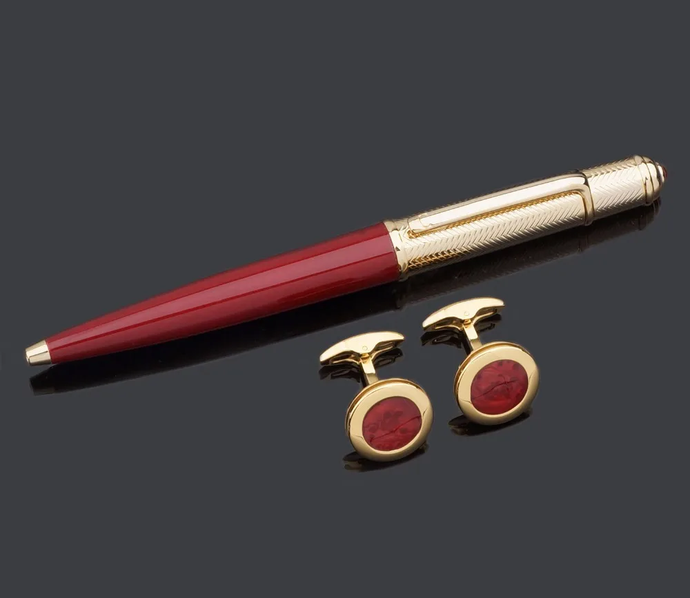 Copper ball point pen and cufflinks gift set