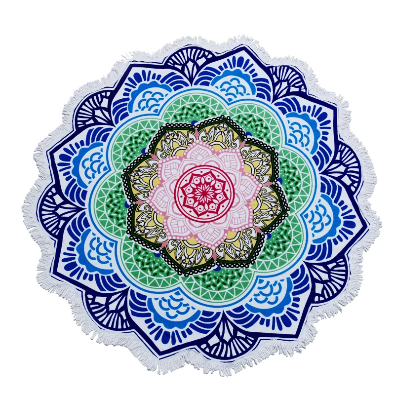 Круглое пляжное полотенце хорошего качества из хлопка в богемном стиле для улицы