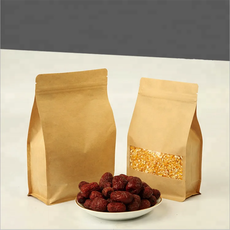 Wholesale logo customized coffee packaging paper bag food paper packaging bags brown kraft paper bag