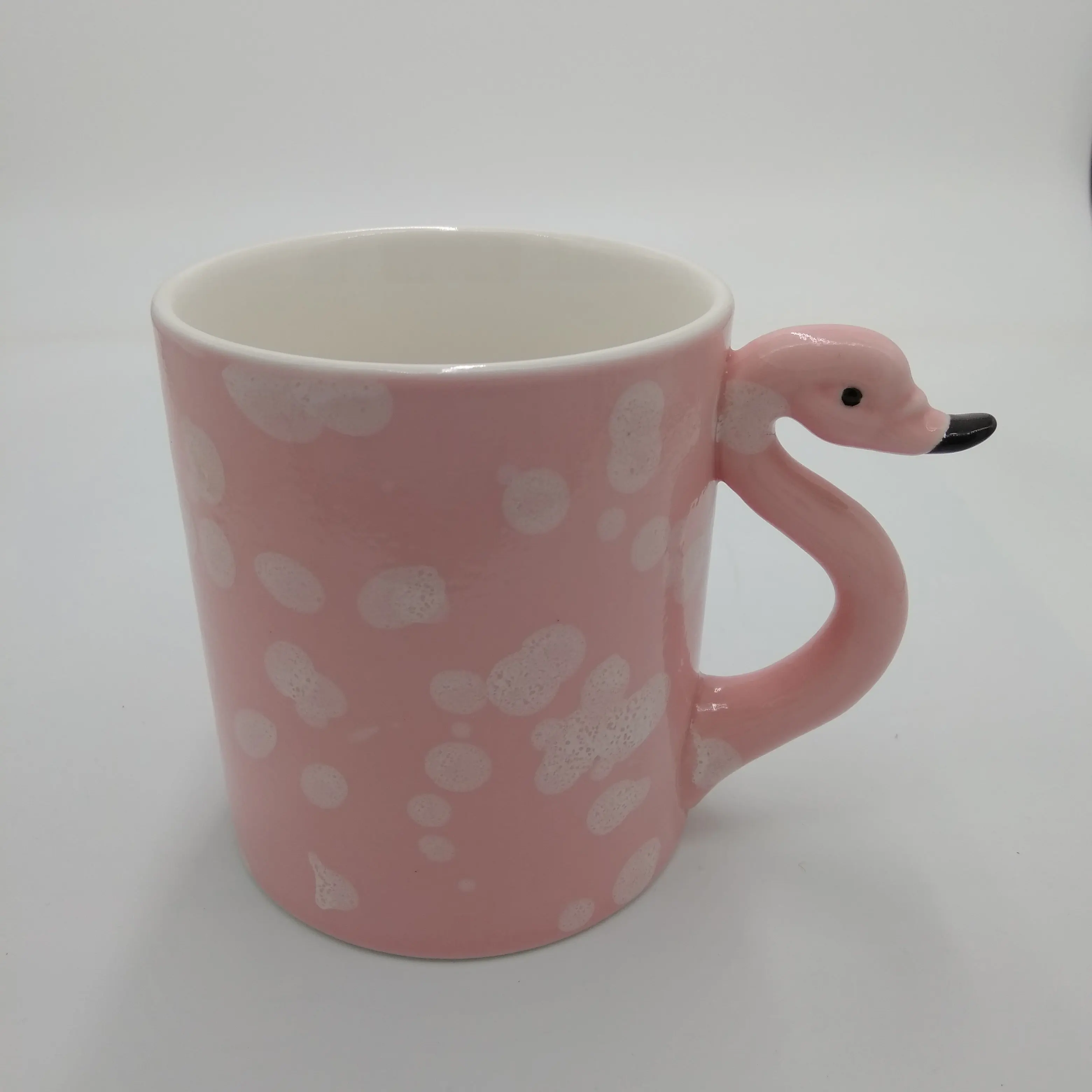Decorative 3D Swan Design Ceramic Coffee Mugs with Flamingo Handle