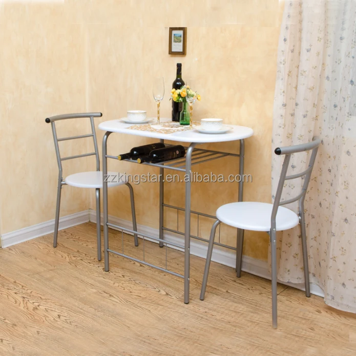 
Metal MDF kitchen furniture compact dining table breakfast bar 2 chairs set 