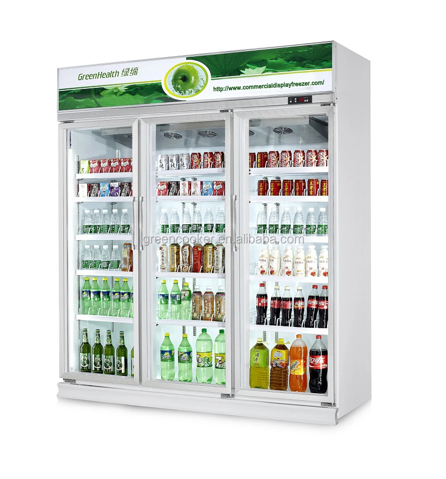 3 Door Upright Beverage Display Freezer Cold Showcase / Supermarket Beer Cooler refrigerators