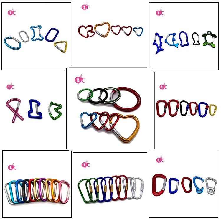 Manufacturer promotion gifts custom logo S Shaped mini climbing carabiner aluminum with split ring