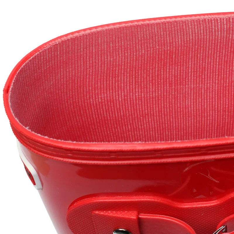 New Design Hot Selling Sex Red Fashionable Knee High Waterproof  Ecofriendly PVC Rain Boots Wellingtons Boots Women