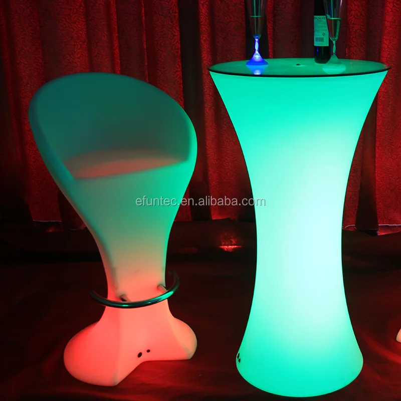 
remote control battery powered rgb color changing highboy PE/ acrylic led bar table 