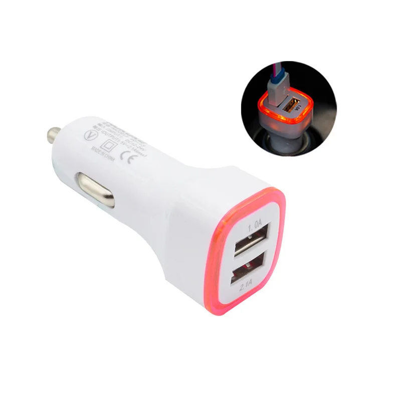 
Car charger accessories Dual Usb Car Charger Adapter 2 usb Port 2.1A Smart Car charger with LED 