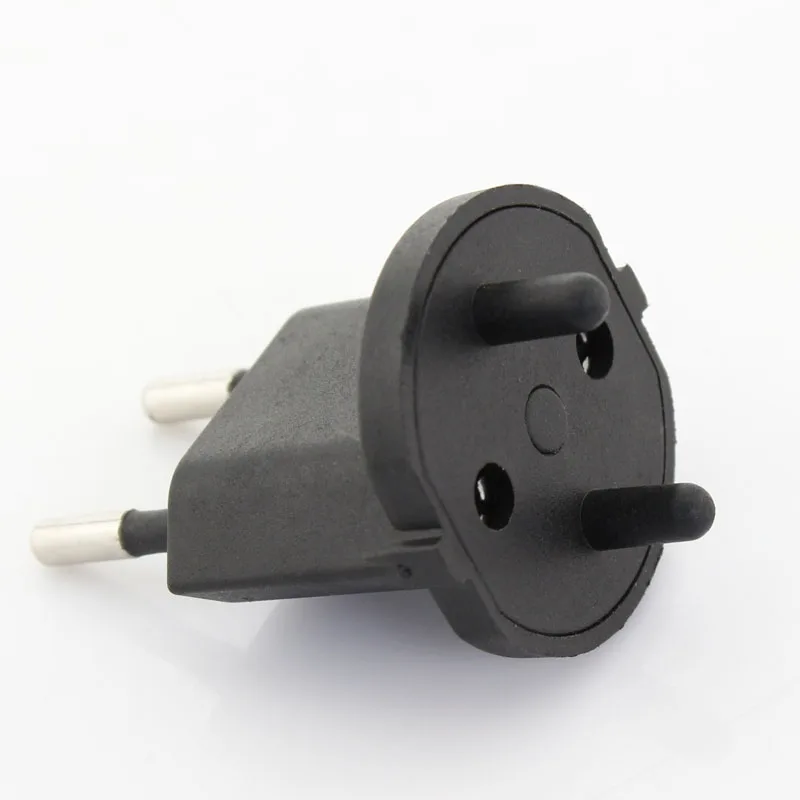 Plug Adapter Europe Schuko/eu 4.8mm to 4.0mm Two Pin Plug with Socket Euro Standard 2 Round Pin Plug Black White CE Rohs Wonplug