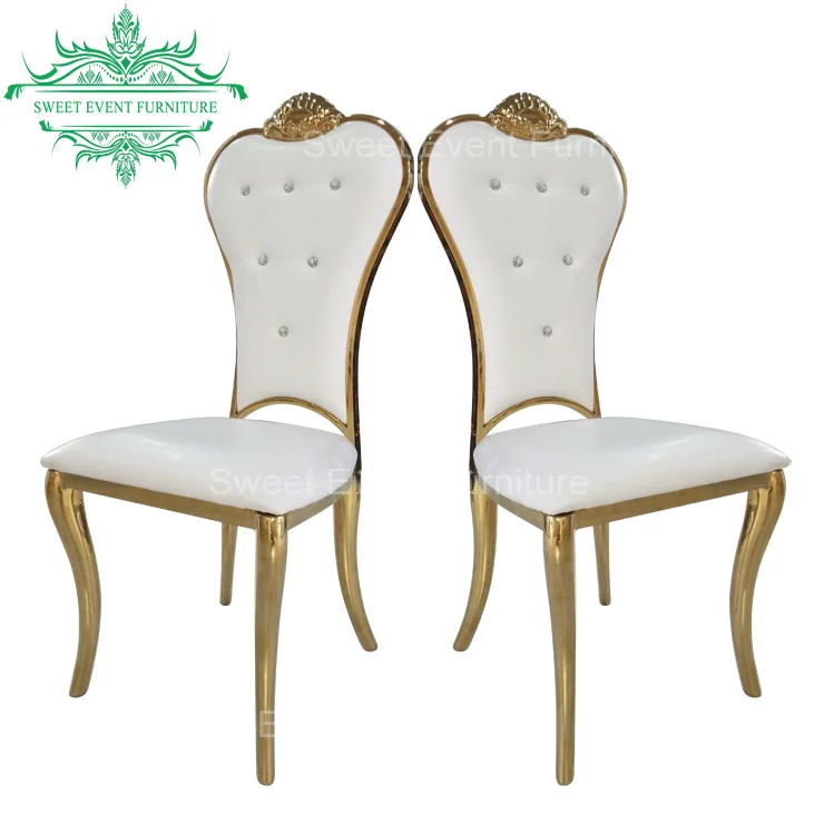 queen crown golden stainless steel rental banquet chairs made in china for sale