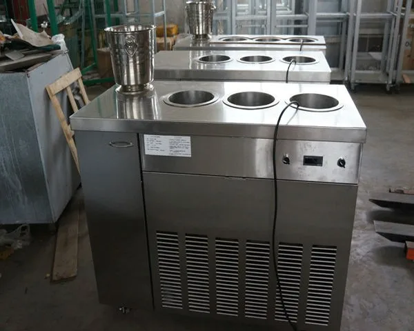 Popular Turkish Ice Cream Machine Turkish Ice Cream Showcase with 3 Barrels