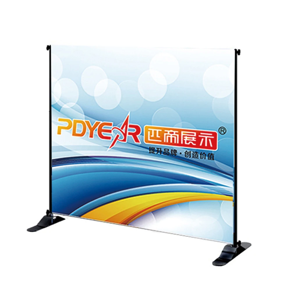 Pdyear adjustable portable advertising display screen trade show booth repeat photo graphic wall telescopic backdrop stand