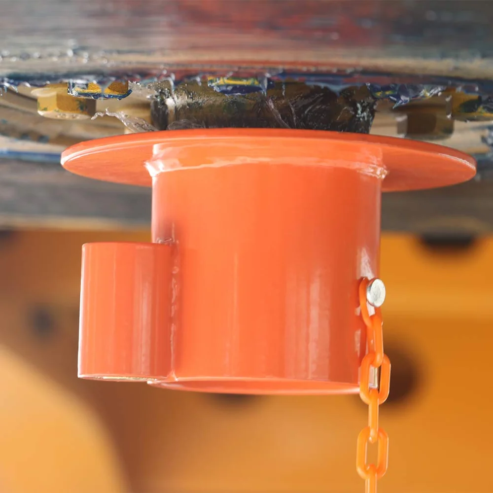 ENJOIN  Heavy Duty Steel Kingpin Lock 5Th Wheel Trailer Lock King Pin Orange Lock with Bright Yellow Caution Tag