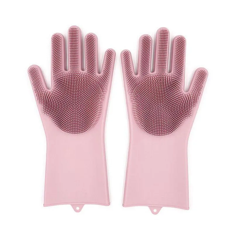 Волшебные силиконовые перчатки для мытья посуды с скребком для мытья