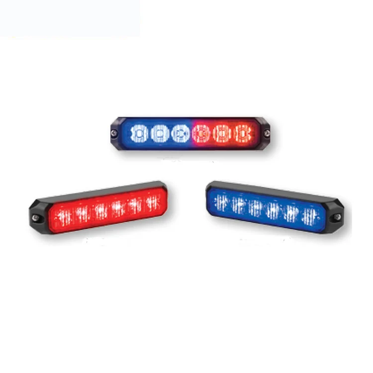 Red and blue strobe 6 led mini grille lighthead police lights warning for vehicles