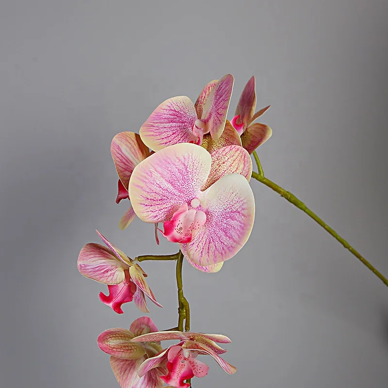 Wholesale 9 heads artificial orchid pink color for wedding party decoration