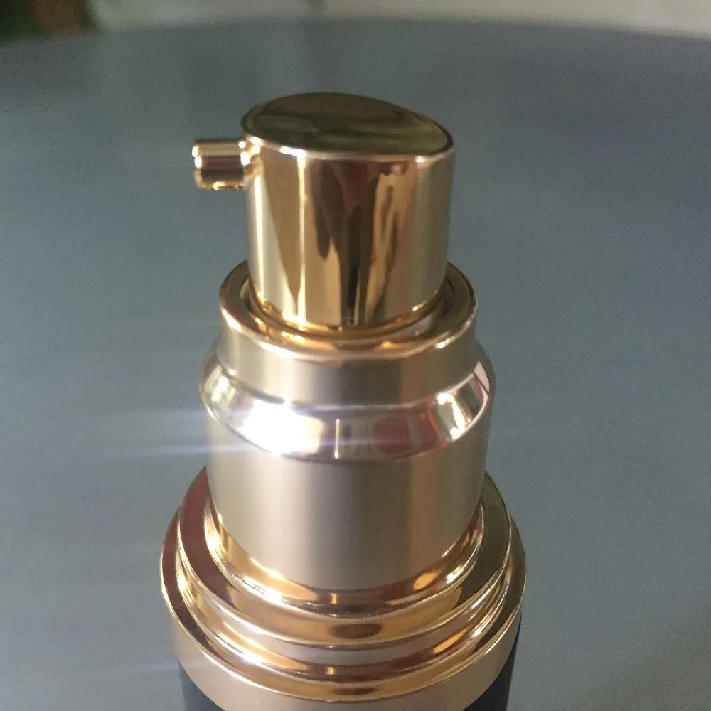 low MOQ matte black airless round aluminum bottle with golden lotion pump spray pump