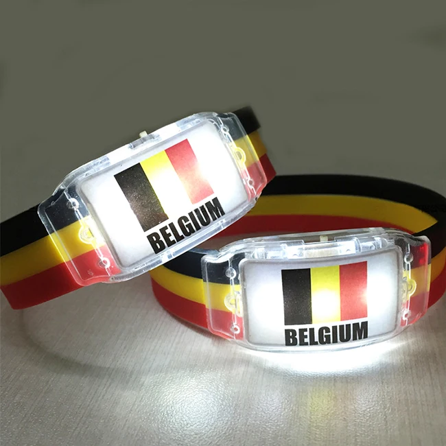 LED Silicone Light-Up Charm Bracelet with Custom Logo for Thanksgiving Christmas Football Powered by Battery