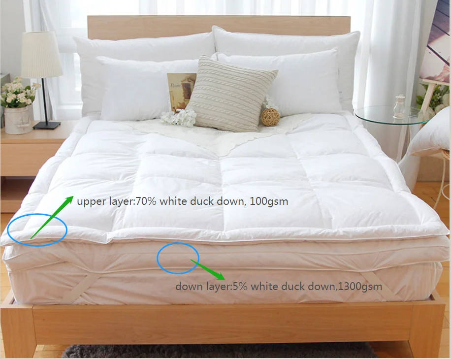 Double Layer Down Feather Bed Hotel Mattress Topper