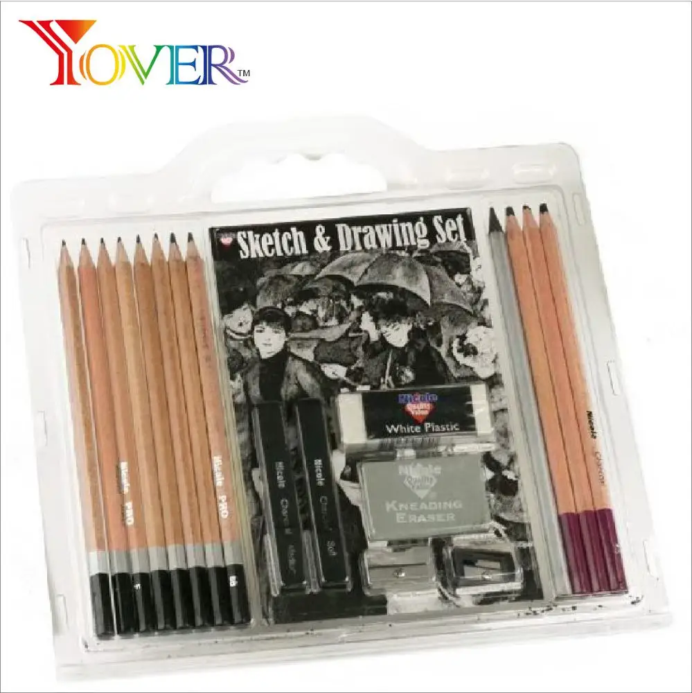 18pcs Graphite Pencil and Sketching Pencil Kit in Clamshell Case