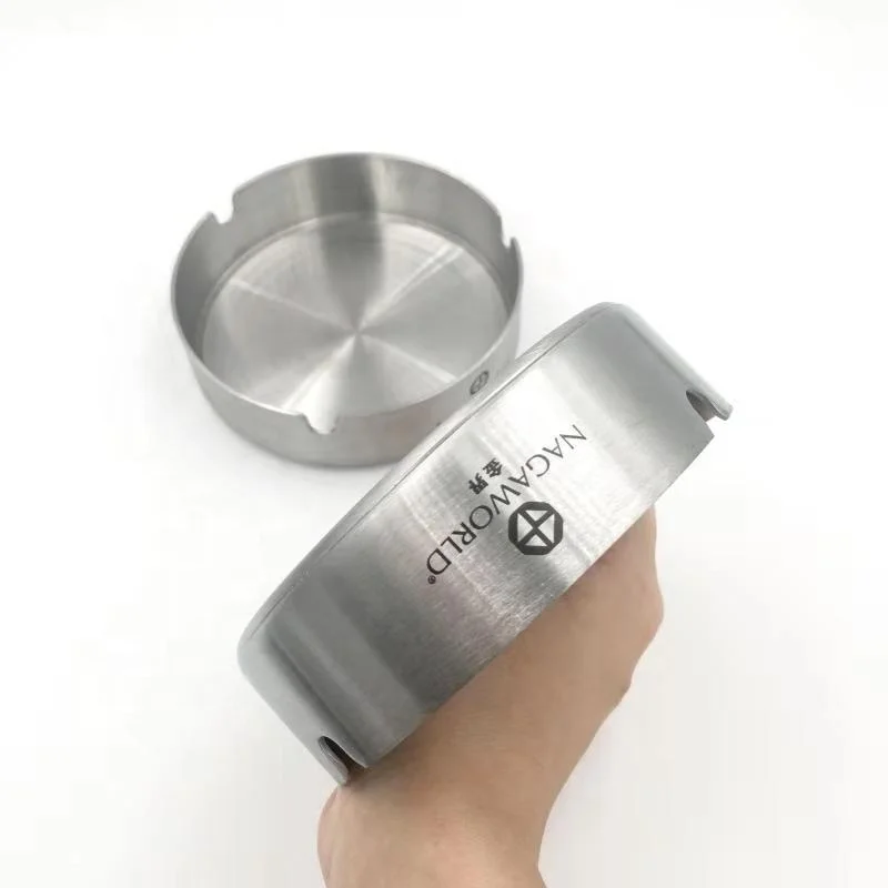 Home large size stainless steel table ashtray metal indoor ashtray - L#