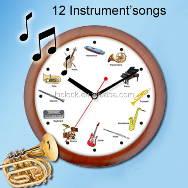 hourly music wall clock bird cat dog animal horse instrument sound wall clock