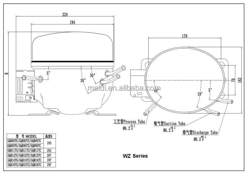 GQR80TG R134a MBP 220v Commercial ice cream maker salad bar display refrigerator parts 1/4 hp refrigeration compressor