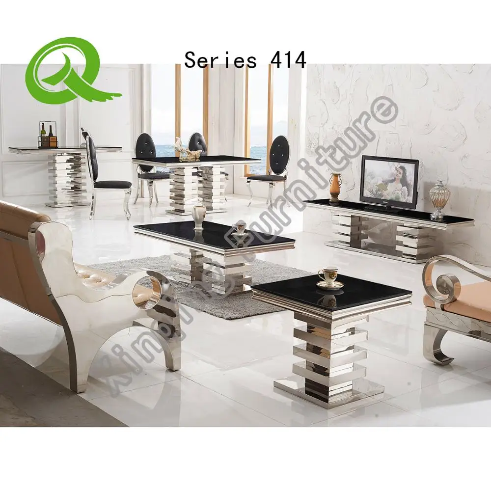 
modern cheap hot sale stainless steel glass top TV unit TV bench 