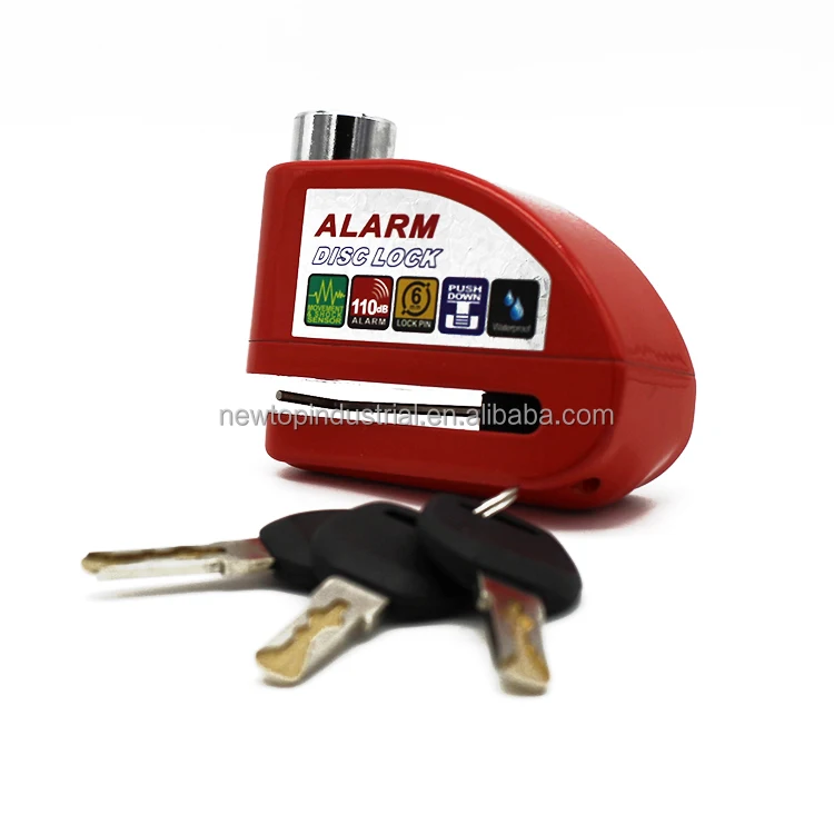 Wholesale red alarm disc lock siren padlock alert lock for motorbike or bicycle