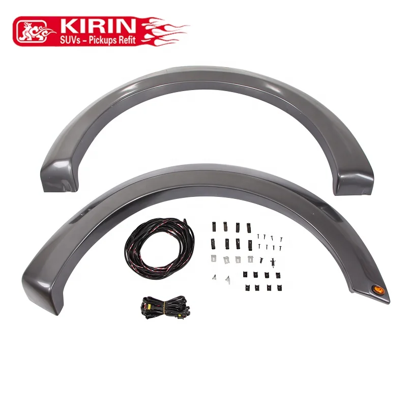 Automotive Truck Body Polished Grey ABS Pickup Truck LED Lighting Fender Flares Fit for Ford F150 2015 - 2017