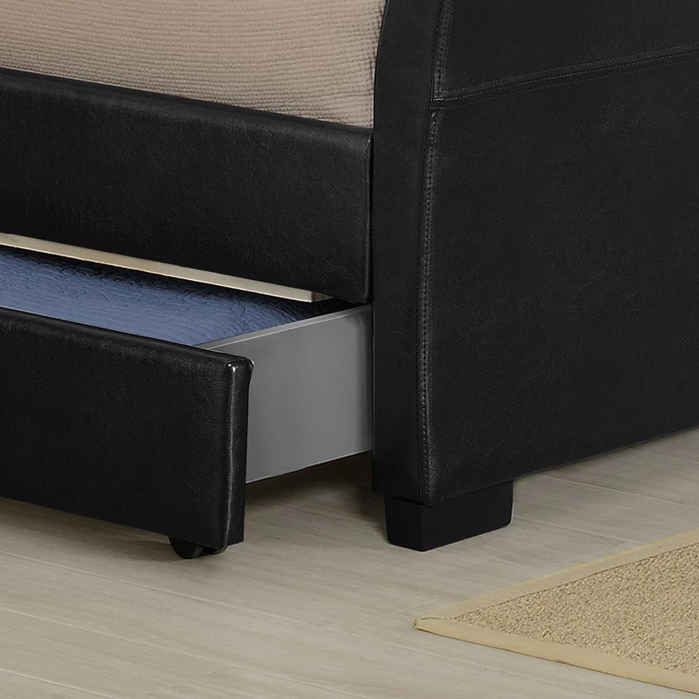 Черная светодиодная подсветка из искусственной кожи с 4 выдвижными ящиками