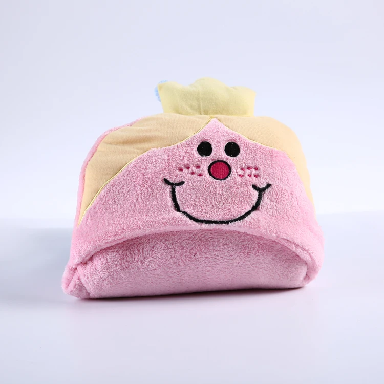 
Cute design collapsible coral fleece hooded children baby swaddle blanket 