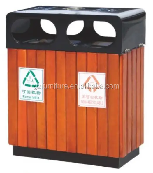 
High quality outdoor recycling wooden rubbish bin,street garbage bins,ashtray stand trash bin 