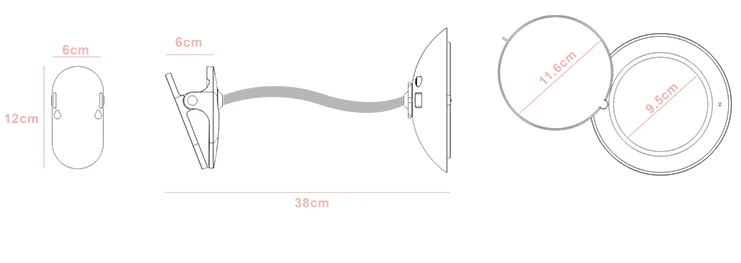 Dimmable Flexible Neck Plastic Makeup Mirror Clip On Dressing Table, Computer Tables And Headboard