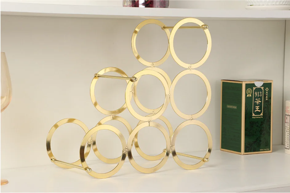 6 Bottles Metal Wine Rack Free Standing Countertop Storage Holders Decorative Tabletop Bottle Holders Wrought Iron
