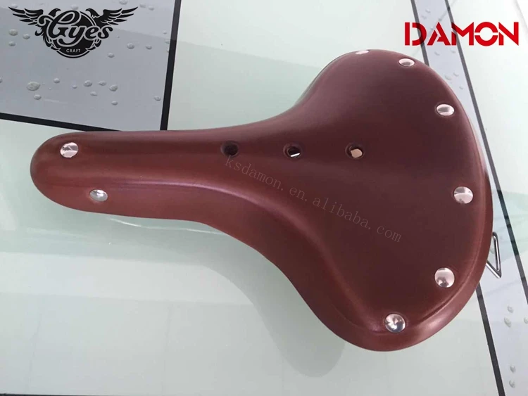 Gyes GS-07S Cow Leather Retro Riveted Road Bike Saddle